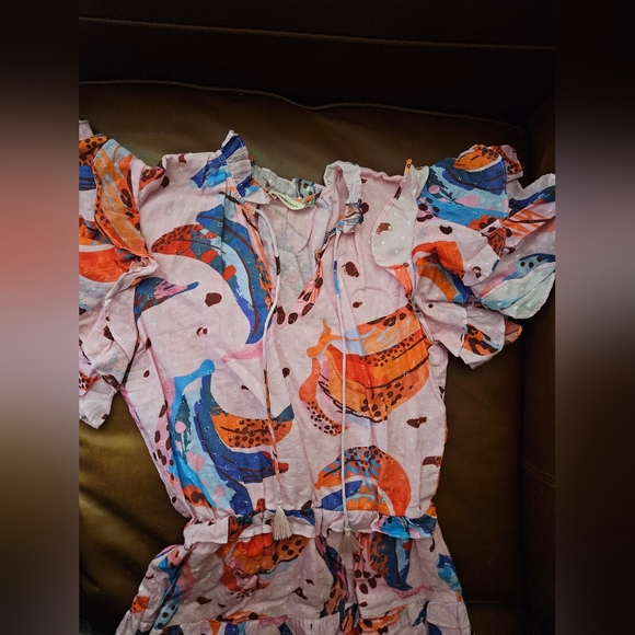 Maude Vivante Sana Colorful Ruffled Maxi Dress Small - Picture 3 of 5